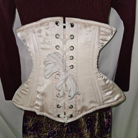 NWT XS NUDE Bridal MAIDEN Corset 22" Handmade 6 Garter Tabs USA - Picture 11 of 13